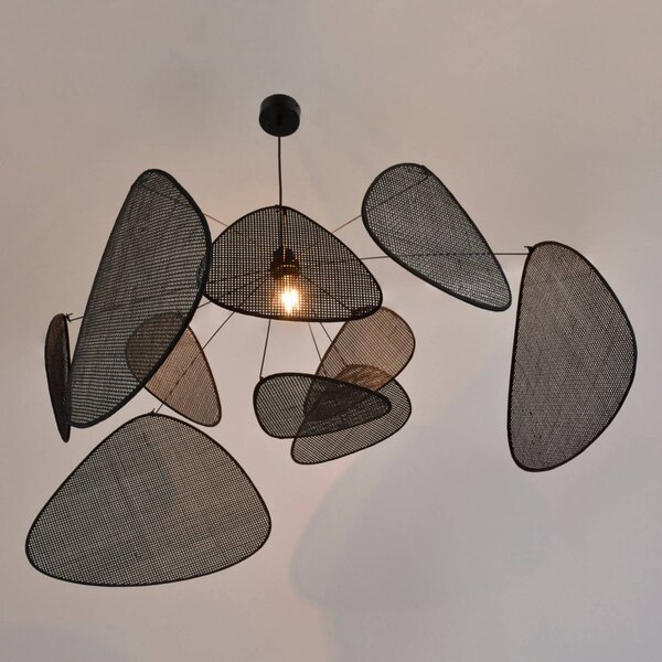 MARKET SET Lampa wisząca designerska Screen XL, możliwość ściemniania, czarny, salon / jadalnia, drewno, design