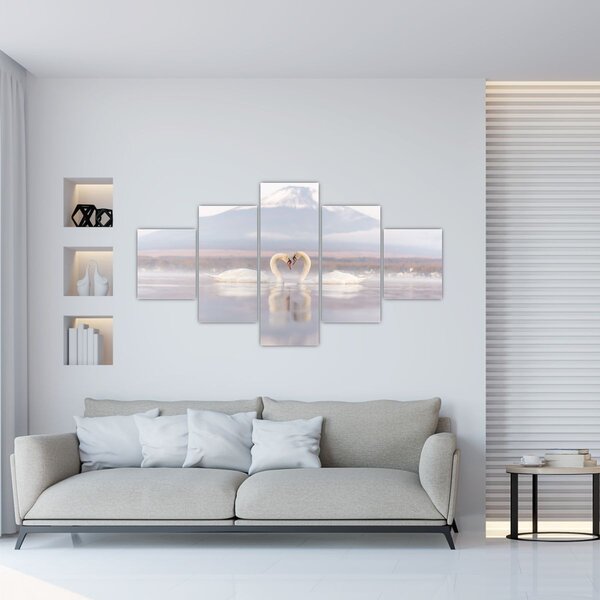 Obraz - Zakochane łabędzie (125x70 cm)
