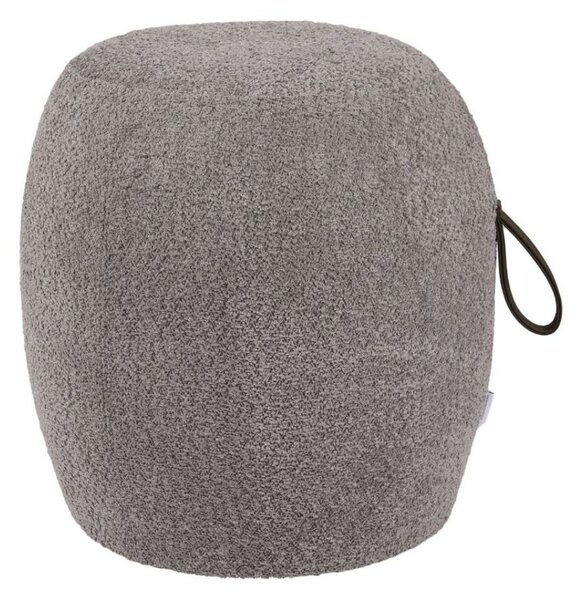 Pufa Barrel - puf w kształcie beczki, tapicerowany tkaniną boucle, w stylu glamour, dekoracja do salonu i przedpokoju, z rączką