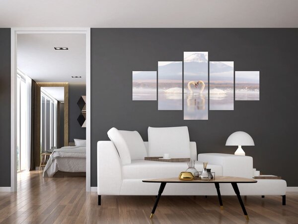 Obraz - Zakochane łabędzie (125x70 cm)