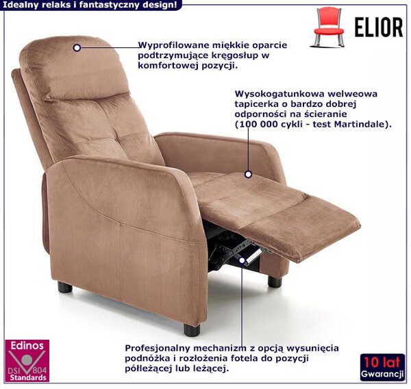 Rozkładany beżowy wypoczynkowy fotel Z9-C31
