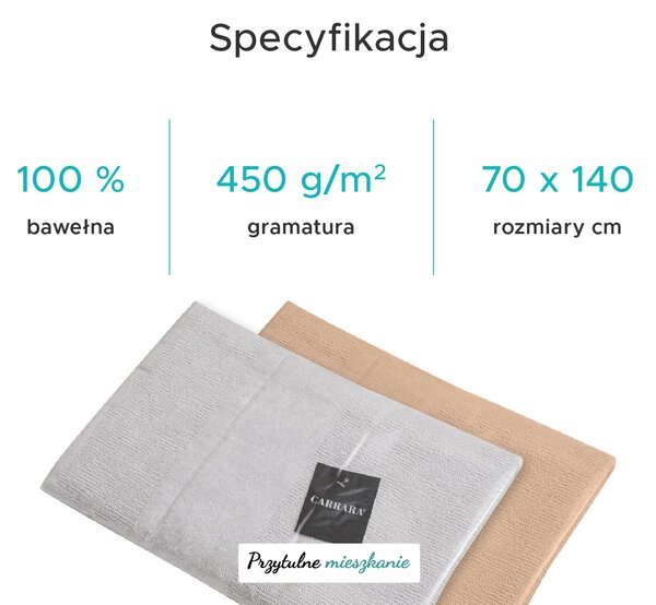 Ręcznik kąpielowy CARRARA 70x140 cm jasnobrązowy, 100% bawełna