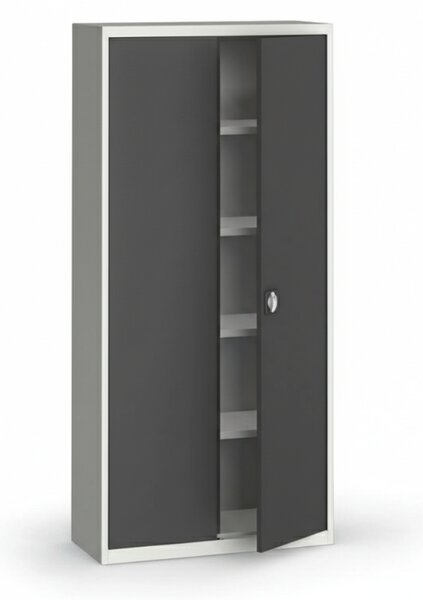 Szafa metalowa, 1950 x 950 x 400 mm, 4 półki, szara/grafitowa