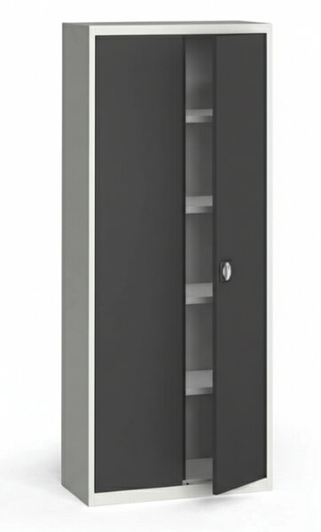 Szafa metalowa, 1950 x 800 x 400 mm, 4 półki, szara/grafitowa