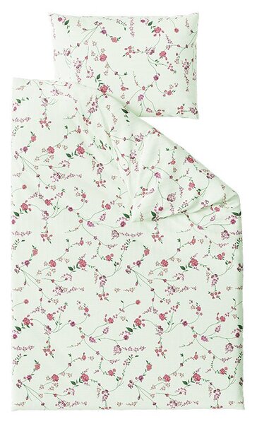 Pościel z kory FLORAL CREAM jasny zielony Rozmiar pościeli: 70 x 90 cm | 140 x 200 cm