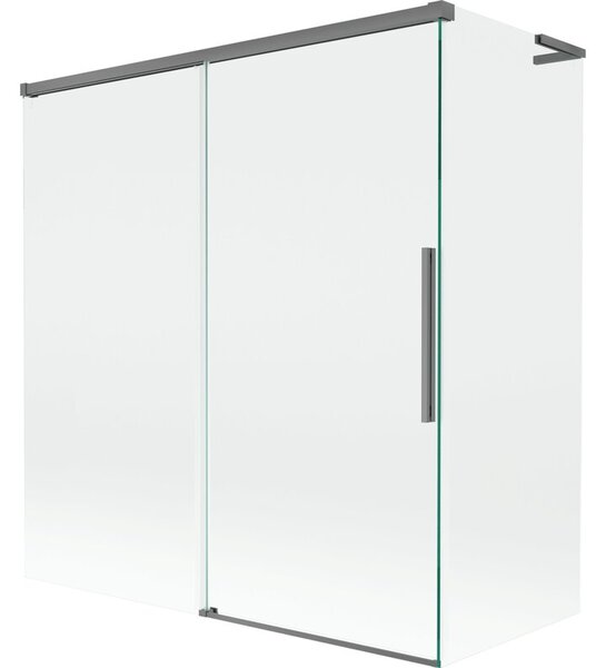 Mexen Rox L parawan nawannowy 2-skrzydłowy rozsuwany 150 + 70 x 150 cm, transparent, gun metal - 8C9L-150-070-95-00