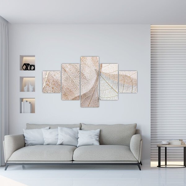 Obraz - Beżowe liście (125x70 cm)