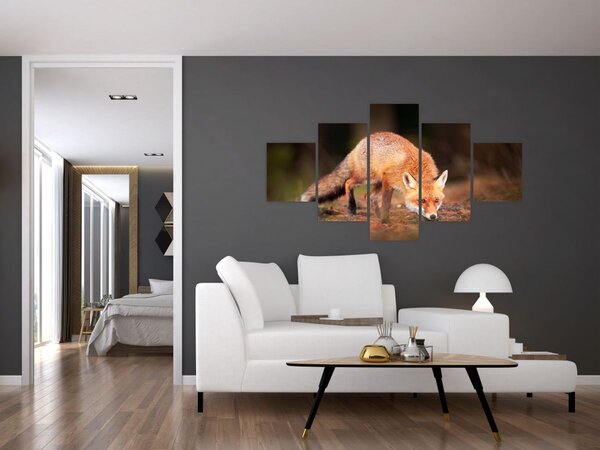 Obraz - Lis w lesie (125x70 cm)