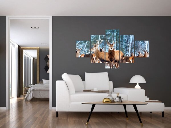 Obraz - Stado jeleni (125x70 cm)