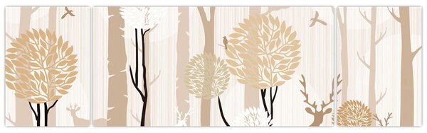 Obraz - Ilustrowany las (170x50 cm)