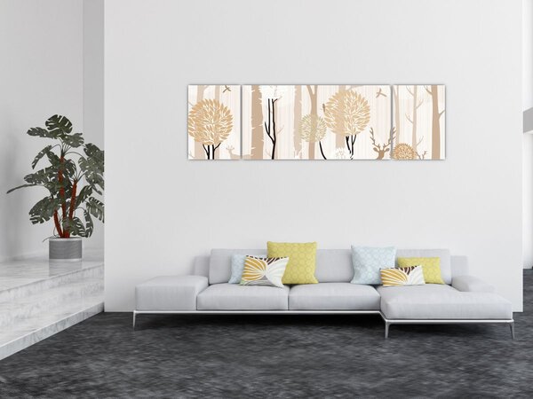 Obraz - Ilustrowany las (170x50 cm)