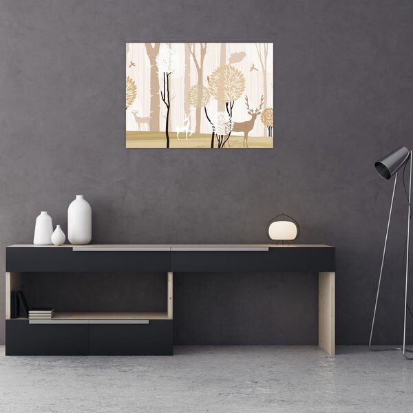 Obraz - Ilustrowany las (70x50 cm)