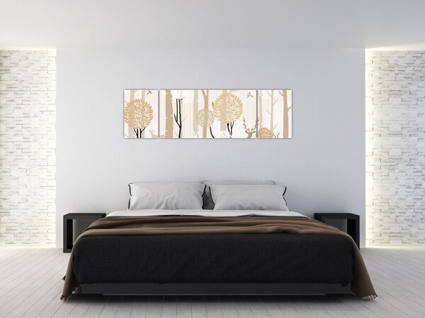 Obraz - Ilustrowany las (170x50 cm)