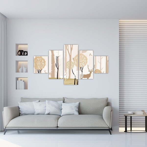 Obraz - Ilustrowany las (125x70 cm)