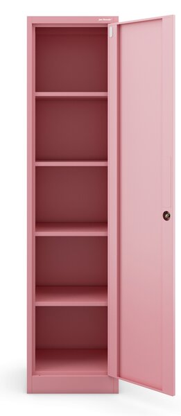 Wąska szafka do biura ALEX, 450 x 1850 x 400 mm, Fresh Style: pudrowy róż