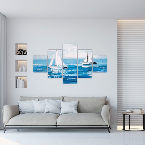 Obraz - Obraz jachtów na morzu (125x70 cm)