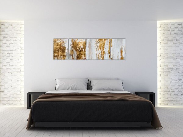 Obraz - Abstrakcja ze zotym (170x50 cm)
