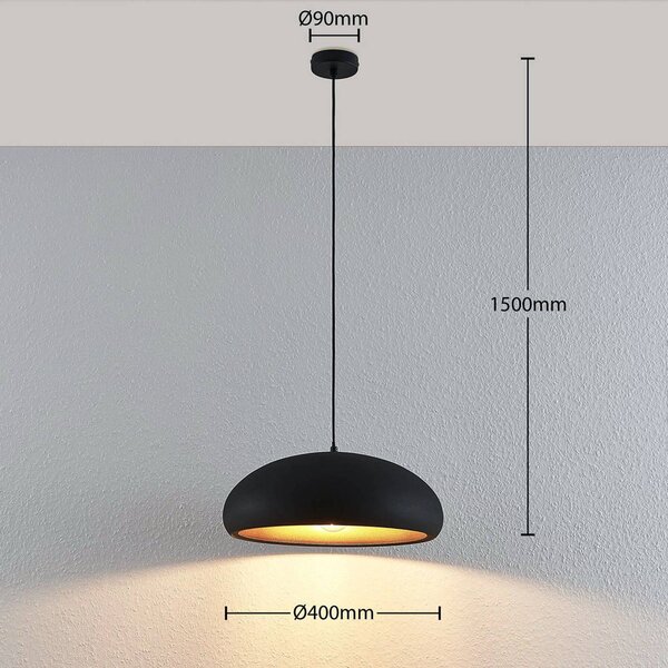 Lampa wisząca Gerwina Lindby, możliwość ściemniania, czarny, salon / jadalnia, metal, nowoczesny