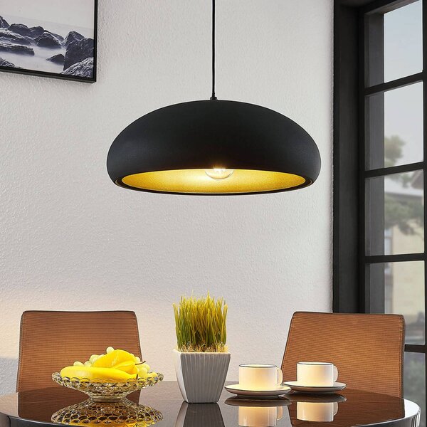 Lampa wisząca Gerwina Lindby, możliwość ściemniania, czarny, salon / jadalnia, metal, nowoczesny