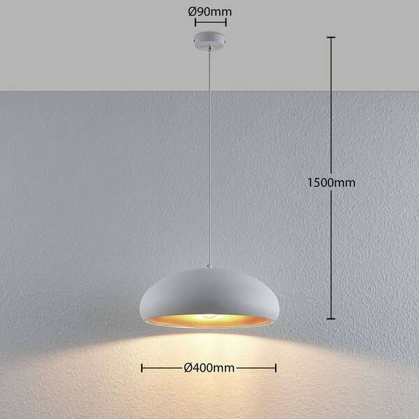 Lampa wisząca Gerwina Lindby, możliwość ściemniania, biały / opal, salon / jadalnia, metal, nowoczesny