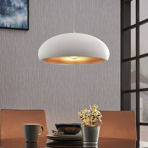 Lampa wisząca Gerwina Lindby, możliwość ściemniania, biały / opal, salon / jadalnia, metal, nowoczesny
