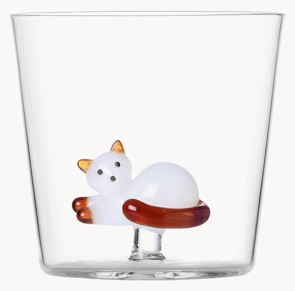 Ręcznie wykonana szklanka ze szkła borokrzemowego Tabby Cat