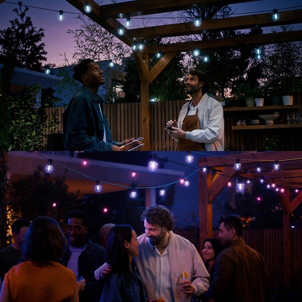 Philips Hue Łańcuch świetlny LED Festavia Globe 14 m 20 szt. IP65 Globe, możliwość ściemniania, czarny, metal, nowoczesny