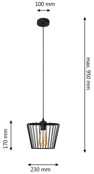 Lampa wisząca retro TORRI W-KM 1345/1 BK-B