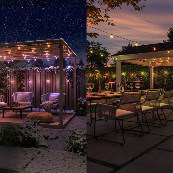 Philips Hue Łańcuch świetlny LED Festavia Globe 14 m 20 szt. IP65 Globe, możliwość ściemniania, czarny, metal, nowoczesny