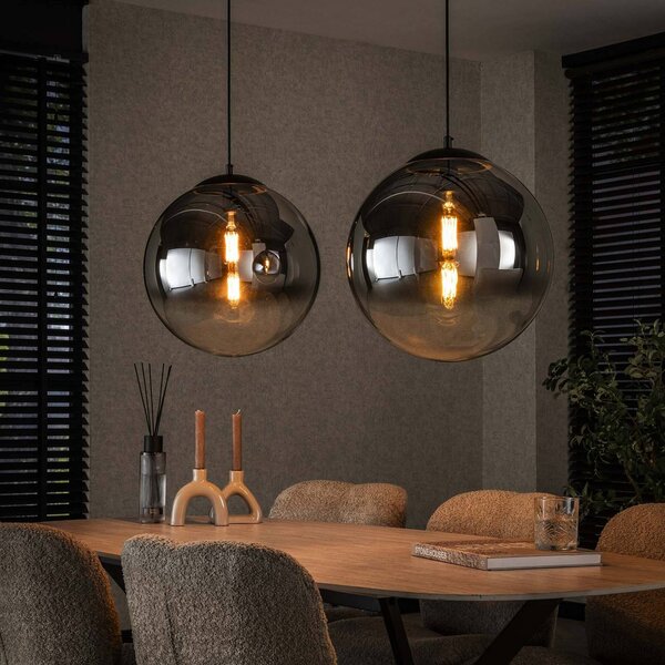 ZIJLSTRA Lampa wisząca szklana Glassball XL, możliwość ściemniania, aluminiowy / szary / cynkowy, salon / jadalnia, szkło