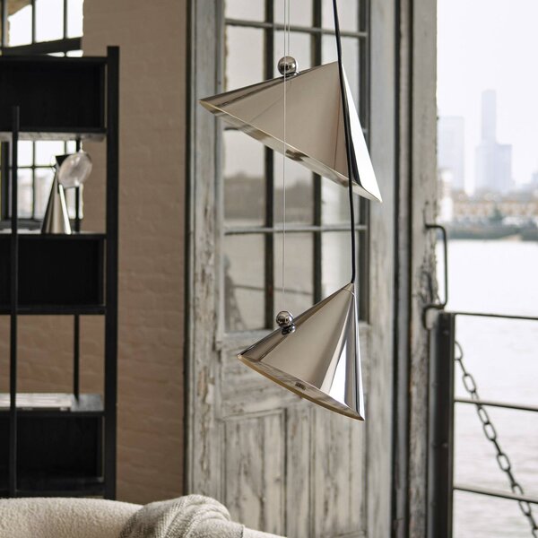 Tom Dixon Lampa wisząca Pose, możliwość ściemniania, chromowy / srebrny, salon / jadalnia, metal, design