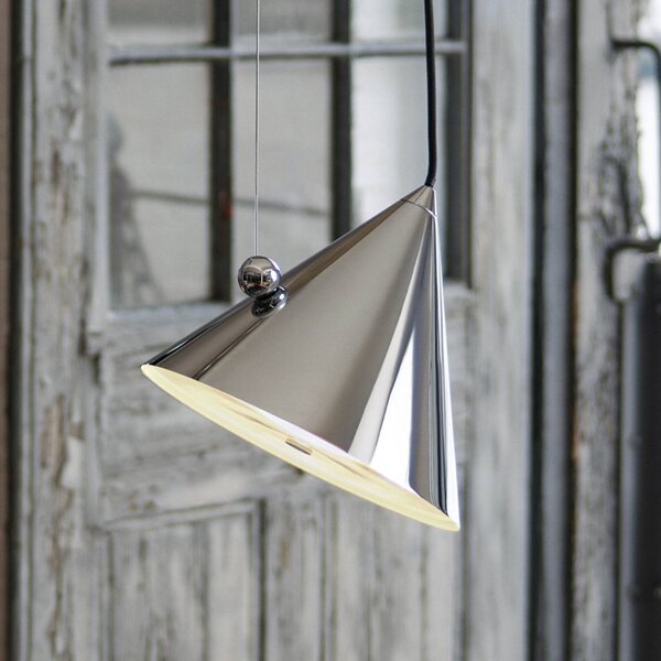 Tom Dixon Lampa wisząca Pose, możliwość ściemniania, chromowy / srebrny, salon / jadalnia, metal, design