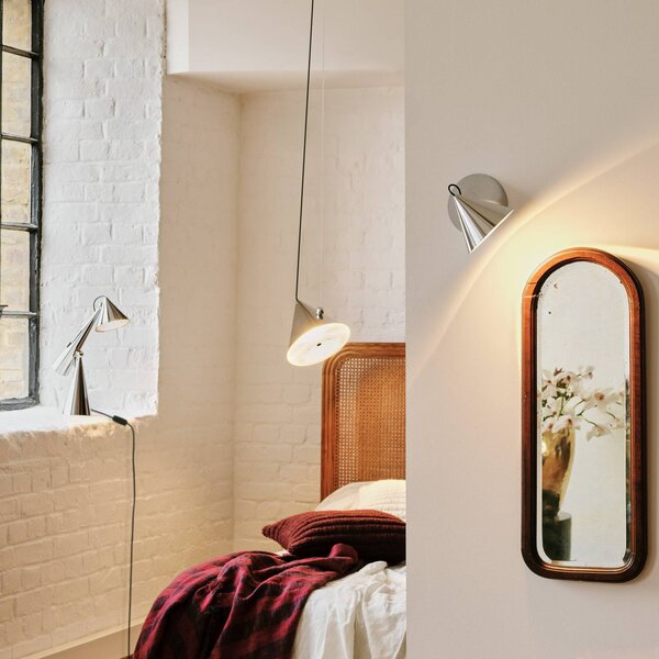 Tom Dixon Kinkiet Pose, możliwość ściemniania, chromowy / srebrny, salon / jadalnia, metal, design