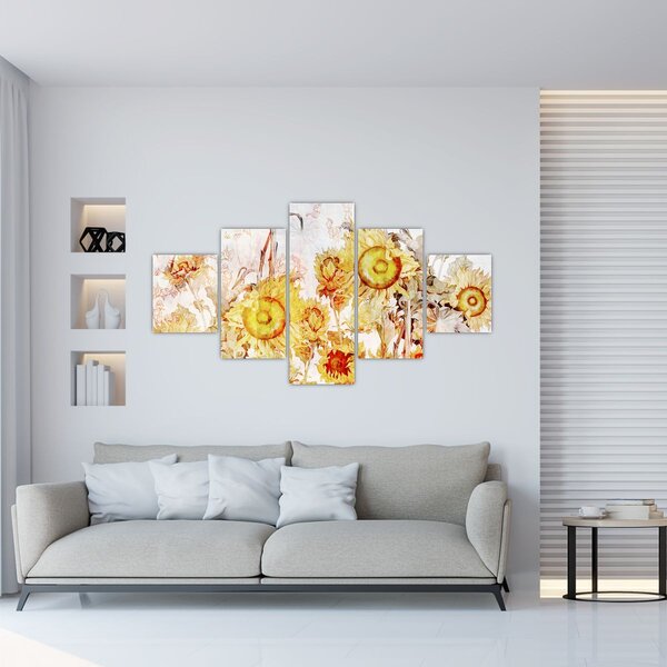 Obraz - Słoneczniki, malarstwo (125x70 cm)