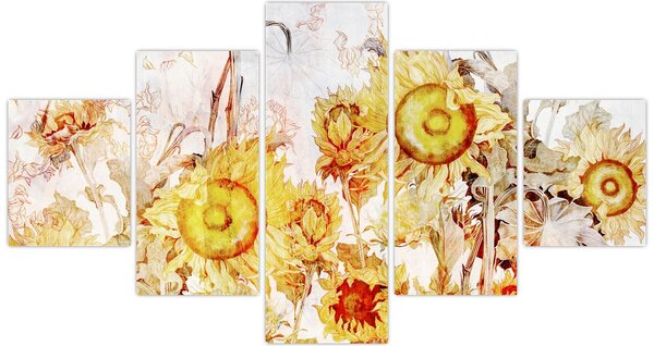 Obraz - Słoneczniki, malarstwo (125x70 cm)