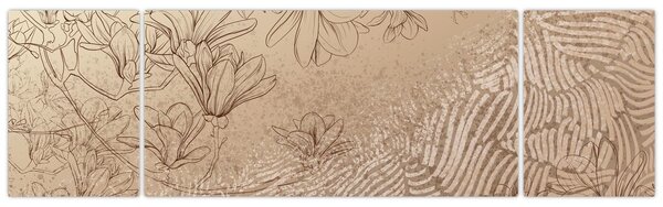 Obraz - Rysowane kwiaty (170x50 cm)