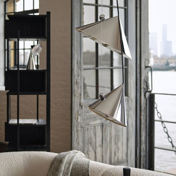 Tom Dixon Lampa wisząca Pose, możliwość ściemniania, chromowy / srebrny, salon / jadalnia, metal, design