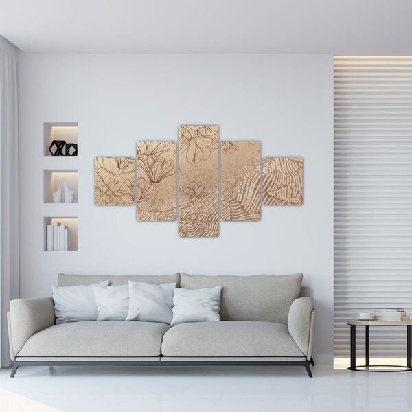 Obraz - Rysowane kwiaty (125x70 cm)