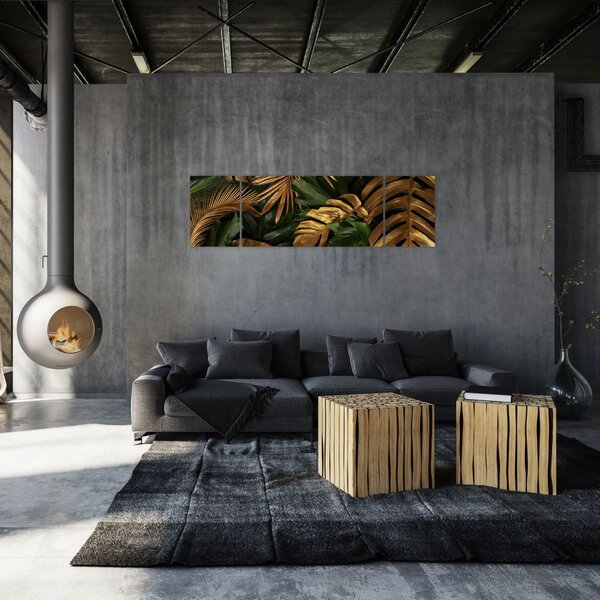 Obraz - Złote liście (170x50 cm)