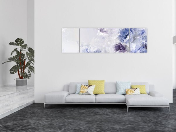 Obraz - Kwiaty, teksturowane malarstwo (170x50 cm)