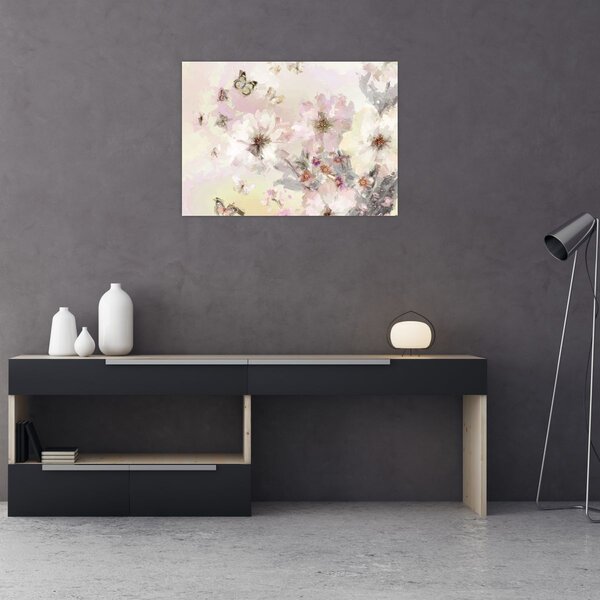 Obraz - Kwiaty malarstwo (70x50 cm)
