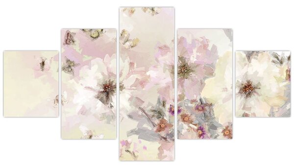 Obraz - Kwiaty malarstwo (125x70 cm)