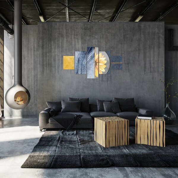 Obraz - Kształty i kwiat (125x70 cm)