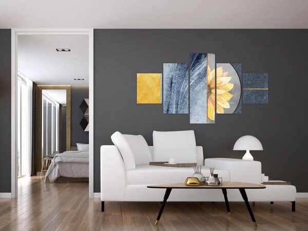 Obraz - Kształty i kwiat (125x70 cm)