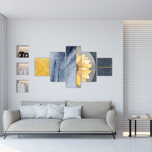 Obraz - Kształty i kwiat (125x70 cm)