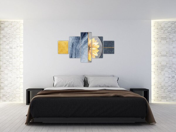 Obraz - Kształty i kwiat (125x70 cm)