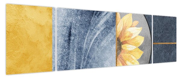 Obraz - Kształty i kwiat (170x50 cm)
