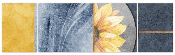 Obraz - Kształty i kwiat (170x50 cm)