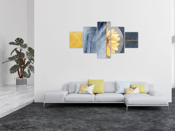 Obraz - Kształty i kwiat (125x70 cm)