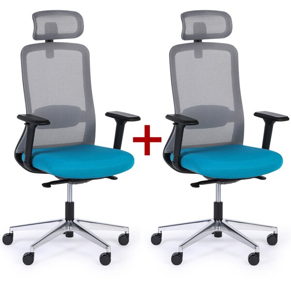 Krzesło biurowe JILL 1+1 GRATIS, niebieski/szary